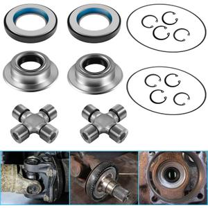 Front Axle Vaccum Knuckle Seal & Hub O-Ring & Dust Seals Kit With Driveshaft U-Joint Fit For Ford F250 F350 Super Duty With Dana Super 60 (2005 to 2019)