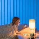 Touch Control Nightstand Light Bedside Table Lamp with USB C Charging Ports Alarm Clock 3 Way Dimmable Lamp for Bedroom Living Room HomeGray Thanksgiving Gifts