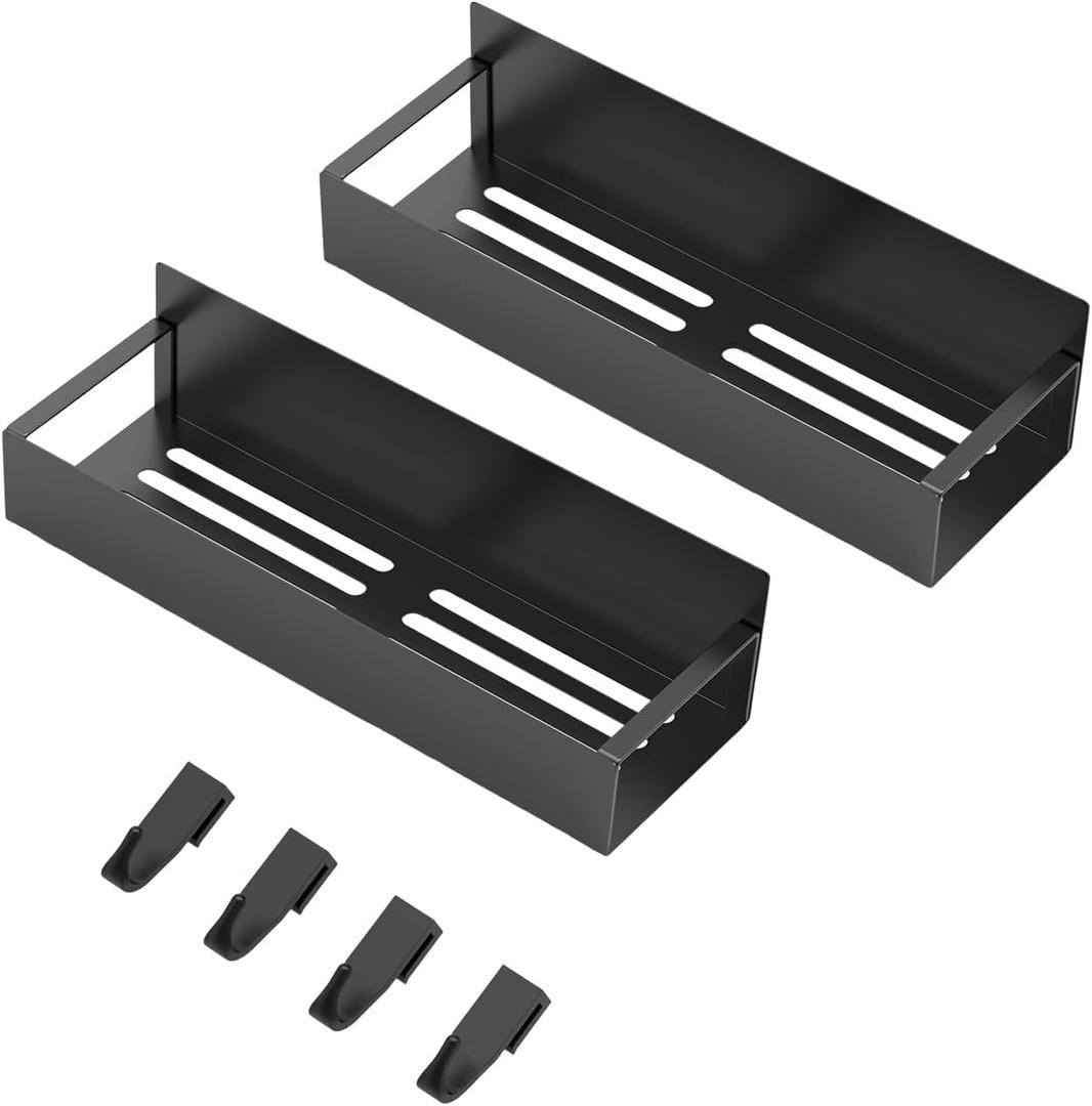 Kitchen Storage, Magnetic Spice Rack for Refrigerator, Magnetic Shelf for Fridge Large Spice Rack Wall Mount Refrigerator Organizer, Black Fridge Organizers and Storage Magnetic shelves (2 pc small) (2 pc small)