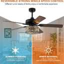 Bella Depot 52" Black Ceiling Fan with Light, Caged Chandelier Fan with Light (No Bulbs Included), Vintage Fandelier Fan with Quiet DC Motor for Dining Living Room Bedroom (Black)