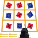 Tic Tac Toe Game - 4ft x 4ft Outdoor Yard Giant Tic Tac Toe for Backyard, Camping, Lawn, Portable No Assembly Outdoor Bean Bag Toss Game for Family and Kids