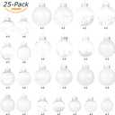 Sea Team Christmas Baubles Set Clear Plastic Shatterproof Multi-Size Decorative Christmas Baubles with Stuffed Delicate Decorations (25 Pieces, White)