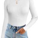 MixShe Womens Long Sleeve Tops Fall Fashion Sweaters 2024 Outfits Sweatshirts for Women Clothes Dressy Casual Crew Neck Shirts Trendy Ladies Tunics White Medium (White, M)