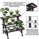 Metal Plant Stand with Wheels, 3-Tier Plant Rack,35.43" Wide Indoor Outdoor Flower Pot Rack, Black, 230 lb Capacity for Patio, Balcony, Living Room