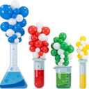 Sanwuta Science Party Decorations Kit Mad Scientist Birthday Party Supplies Chemistry Laboratory Erlenmeyer Flask Cardboard Cutouts with Balloons for Science Fair Decorations(C,Colorful,84 Pcs)