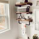 DR.IRON Industrial Pipe Shelving Wall Mounted 3 Tier Rustic Bathroom Shelves Wall Pipe Shelf for Bathroom Decor