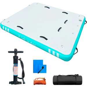 iLink-outer Inflatable Floating Dock Air Dock Platform Floating Island Raft with None-Slip Surface for Pool Beach Ocean 5x6FT