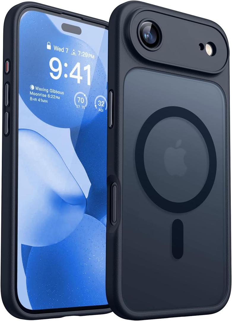 CANSHN Magnetic Compatible with iPhone Air Case(6.5 Inch), Upgraded [Full Camera Protection] [Compatible with Magsafe] [Translucent Matte] Shockproof Phone Cover for iPhone 17 Air Case,Black