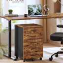 VASAGLE File Cabinet, Mobile Pedestal Filing Cabinet with Wheels, Printer Stand with 5 Drawers, Tool-Free Sliding Rails, for Study, Home Office, Rustic Brown UOFC081KD02
