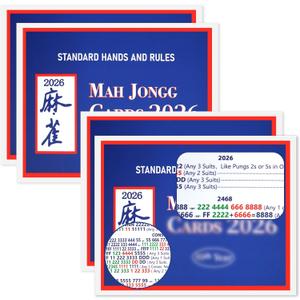 Foleto 4Pcs 2026 New mah-Jong Cards Guide Rules American Official Revision | Mahjong 2026 Mahjong Card - Large Print