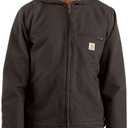Carhartt Men's 104392 Washed Duck Jacket - Sherpa Lined (Large, Dark Brown)