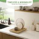 NIUM Stone Drying Mat for Kitchen Counter & Bamboo Rack - 16x12 - Diatomaceous Earth Dish drying mat Ultra Absorbent & Fast Drying - EcoFriendly with Non-Slip Pads & Anti-Moisture Design