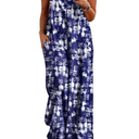 YESNO Women's Summer Boho Casual Jumpsuits Wide Leg Overalls Floral Print Baggy Rompers with Pockets, Size S