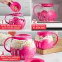 Ecolution Patented Micro-Pop Microwave Popcorn Popper with Temperature Safe Glass, 3-in-1 Lid Measures Kernels and Melts Butter, Made Without BPA, Dishwasher Safe, 3-Quart, Hot Pink
