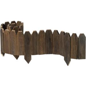 Wood Garden Edging, Wooden Fence Border Decorative Small Picket Panels for Flower Bed Barriers and Landscape Fencing