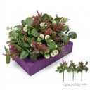 Artificial Floral Centerpiece Set with Purple Base Block – 11-Piece Faux Greenery & Pink Flower Picks for Home Table Decor