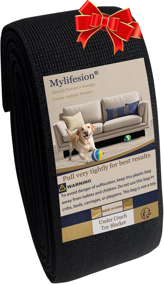 Under Couch Blocker for Kids and Pet Toys, 123" L x 3" H, Toy Blockers for Bed, Stop Things Going Under Sofa or Furniture, Fits Standard couches and Sofas with Straight Legs