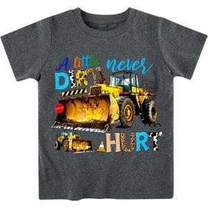 Kids4ever Boys T-Shirts Cotton Alphabet Truck Pattern Short Sleeve Toddler Tee Shirt for 2-6 Years Old (Gray)