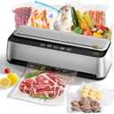 85Kpa Vacuum Sealer Machine for Food, 8-IN-1 Fully Automatic Food Sealer with Built-in Cutter & Bag Storage, Dry/Moist/EXT-VAC Modes, LED Touch Control, Includes 12 Vacuum Bags & 1 Roll Bag