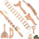 NESTIQUE 10 in 1 Wood Therapy Massage Tools for Body Shaping with Gua Sha Stone Lymphatic Drainage kit for Muscle Pain Relief, Maderoterapia Professional kit for Body Sculpting