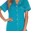 Aamikast Button Up Pajama Set for Women Shorts Short Sleeve Knit Sleepwear 2 Pice Pjs Sets (L)