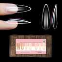 Long Almond Nail Tips SCULPTED (Not NATURAL) for Curved Nail Beds, Extra Thick L Length False Nails Press on, Full Cover Soft Gel Fake Nail Extension, Salon DIY x 15 Sizes 450 pcs