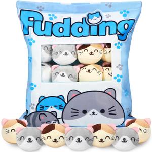 Civaner Cat Plush Pillow Gift Throw Pillow Removable with 8 Little Cat Dolls Removable Stuffed Toys Cotton Cute Kitten Stuffed for Girls(Kitten)