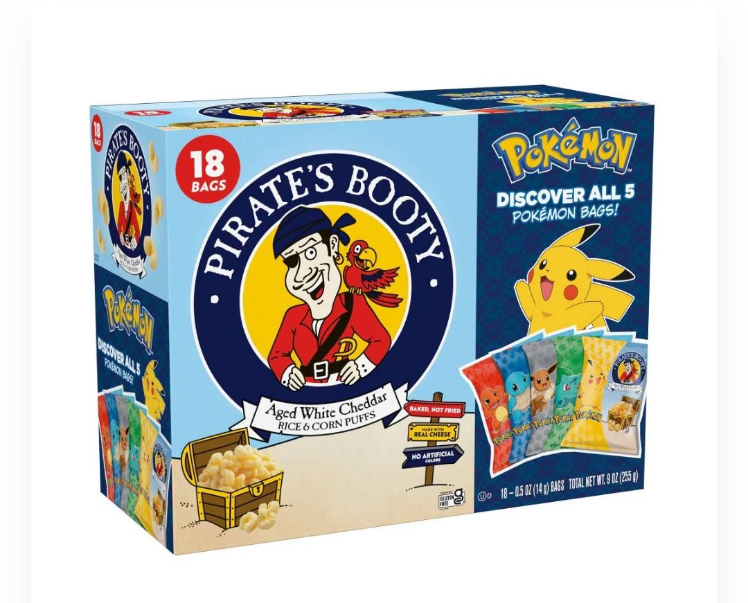 Pirate's Booty Aged White Cheddar Rice & Corn Puffs Pokemon Pack Of 3,  BB Date: 01/26/2026