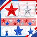 60 Pcs Patriotic Star Hanging Ornaments 4th of July Tree Decoration Red Silver Blue Ornaments for Tree Patriotic Independence Hanging Pendant Decor for 250th Anniversary Independence Veteran Day Decor