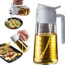 TrendPlain 16oz/470ml Glass Olive Oil Sprayer for Cooking - 2 in 1 Olive Oil Dispenser for Kitchen Gadgets, Air Fryer, Salad, and BBQ - Ash