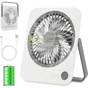 Rechargeable Travel Fan - Ultra Slim & Quiet Personal Fan for Cruise 4 Speeds 180 Folding, Compact Cooling for Office Bedroom, Camping Travel Essentials (White)