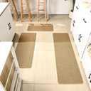Olgaa Kitchen Rugs Sets of 3 for Floor Non Slip Kitchen Rugs Mats for Kitchen Floor Absorbent and Stain Resistant Kitchen Runner Rugs Rubber Backing Non Skid Washable Rugs Front of Sink (Linen)