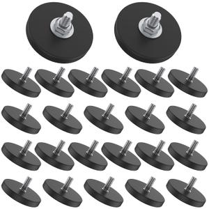 24 Pack Rubber Coated Magnets M6 Rock Light Magnets 1.69 Inch Mounting Magnet Thread Stud Magnetic Anti-Scratch Strong for Rock Light Bar Camera Cabinet Blackboard Refrigerator (24 Pack)