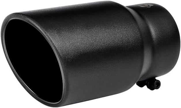 3.5" Inlet Exhaust Tip, Black Stainless Steel Bolt-On Muffler Tip, Car Tailpipe Tip, Slant Cut, Bolt on Installation, 3.5" ID x 4.5"OD x 8.25"L