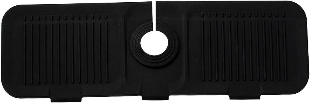 2025 Upgraded Kitchen Silicone Splash Guard, Silicone Faucet Splash Guard, Non Slip Drain Mat, Kitchen & Bathroom Countertop Mat, Soap Coaster, Sink Collection Pad (Black)