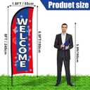 Buryeah 2 Sets Welcome Feather Flag Sign Kit 8 ft Welcome Banners Swooper Flag with Fiberglass Poles and Point Stake for Outdoor Business and Events Promotion(American Style,Red, Blue)