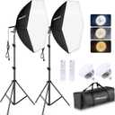 UBeesize Softbox Photography Lighting Kit, Continuous Lighting Kit with 30" x 30" Reflector and 3 Color Temperature 85W 3000K-7500K Bulb, Photo Studio Lighting for Video Recording, Portrait Shooting
