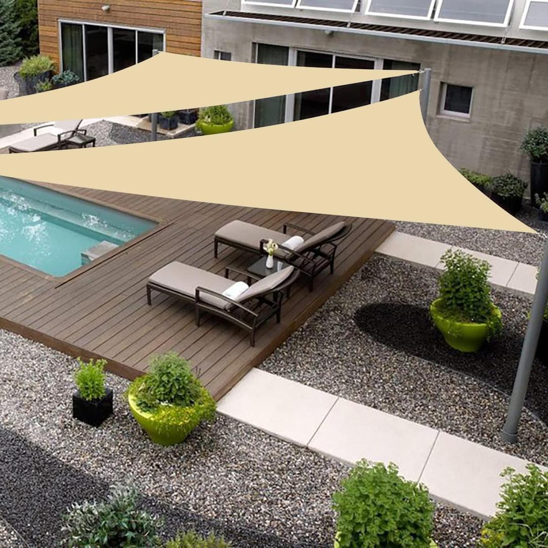 Right Triangle 12' x 12' x 17' Beige Sun Shade Sail Canopy Awning for Patio Backyard Lawn Garden Outdoor Activities Grade UV Block Mesh Netting, We Can Make Custom Sizes