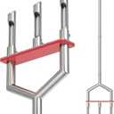 Manual Lawn Aerator - 42 Inch, 304 Stainless Steel Aerator Lawn Tool, Easy to Install, Rust Resistant, Core Aerator for Yard&Grass Compacted Soil, 3 Detachable Hollow Tines, Non Slip Foot Pad