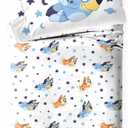Jay Franco Bluey & Bingo Toddler Comforter Set - 4 Piece Bed Set Includes Sheet Set & Pillow Covers - Super Soft Clouds & Stars Kids Bedding