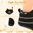 FEETCITY Baby Boots Boys Girls Infant Slippers Cozy Fleece Boots First Walking Shoes Warm Socks Newborn Crib Shoes (Black)