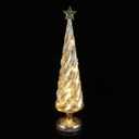 Beaupretty Glass Christmas Tree Tabletop Decor, Lighted Table Top Tree with Fairy Lights Decorative Night Lamp for Xmas Holiday Table Centerpiece Mantel Window Decor No Battery