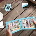 Double 5x7 Horizontal Combo, Soft-Blue Wood Picture Frame, 4.5x6.5 Opening Foldable Landscape View Photo Frame on Table-top or Wall