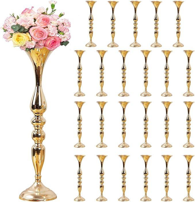 24 Pcs Metal Flower Arrangements Stand 20 Inch Tall Wedding Vase
Centerpieces Table, Decoration Flower Stand for Party Wedding Reception Flower Arrangement Candle Holder , Gold