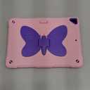 WESADN for iPad 9th Generation Case 8th 7th Gen 10.2 inch with Screen Protector/Butterfly Kickstand/Lanyard/Keychain Rugged Case with Pencil Holder for Kids Girls Cover for iPad 10.2 Case Pink Purple
