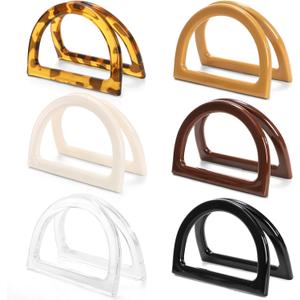 Jucoan 12 Pack D Shape Purse Handles, 6 Colored Handbag Handles Replacement for Handmade Crochet Bag Summer Beach Straw Bag DIY Supplies