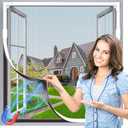 Window Screen Adjustable Magnetic Window Screen Replacement Max 43 x 71, DIY Fiberglass Mesh Window Screens for House Windows White Frame Grey Mesh