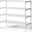 Kitsure Shoe Rack - Non-Woven Shoe Rack Shelf, Shoe Organizer for Closet, Entryway, Garage & Corridor, Stackable Shoe Shelves, 27.5" Wide - 4 Tier, White