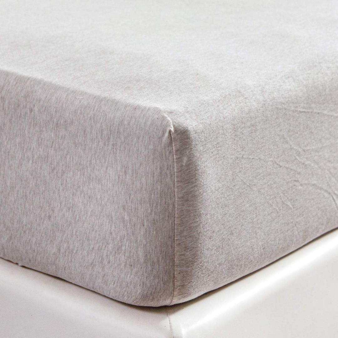 PURE ERA Jersey Knit Cotton Fitted Bottom Sheet ONLY (No Flat Sheet or Pillow Cases) Deep Pocket Up to 15" to 20" Ultra Soft Comfy Breathable Beige Queen