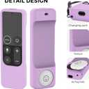 AhaStyle Protective Case for Apple TV Remote with AirTag Holder, Anti Slip Silicone Cover Compatible with 4K and HD [1st Generation] (Lavender)